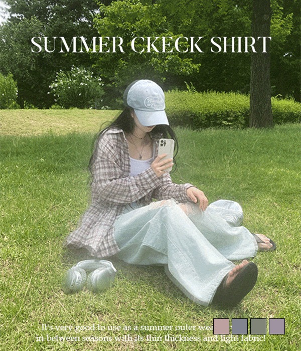 [무료배송] 아벨로 링클 루즈핏 썸머 체크 남방 셔츠